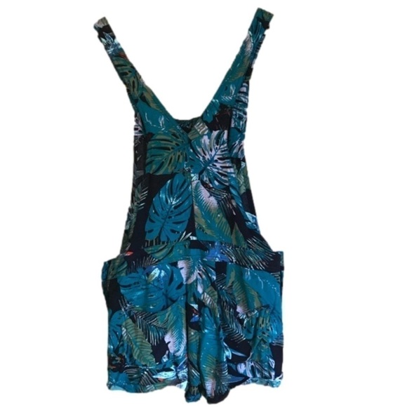 MUDD tropical print lightweight bib overall romper shorts size XS - Picture 1 of 10